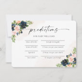 ネイビー&赤面ピンクフローラベビー予測カード 招待状 (正面)