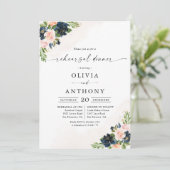 ネイビー&赤面ピンクフローラリハーサルディナー 招待状 (スタンド正面)