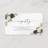 ネイビー&赤面ピンクフローラレジストリエンクロージャカード エンクロージャーカード (正面)