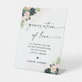 ネイビー&赤面ピンクフローラ生成のラブサイン 台座サイン (正面)