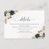 ネイビー&赤面ピンクフローラ結婚ズ詳細カード エンクロージャーカード (正面)
