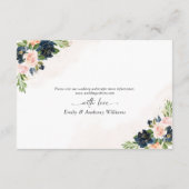 ネイビー&赤面ピンクフローラ結婚ズ詳細カード エンクロージャーカード (裏面)