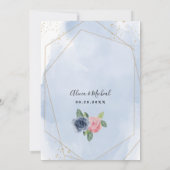 ネイビー&赤面ピンクフローラ結婚式招待状 招待状 (裏面)