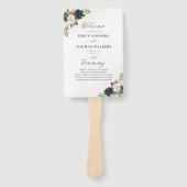 ネイビー&赤面ピンクフローラ結婚式 プログラムハンドファン ハンドファン (正面)