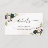 ネイビー&赤面ピンクフローラ詳細エンクロージャカード エンクロージャーカード (正面)