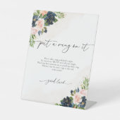 ネイビー&赤面ピンクフローラItサインにリングや輪を置く 台座サイン (正面)