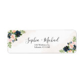 ネイビー&赤面ピンク結婚ズ差出人住所ラベル ラベル (正面)