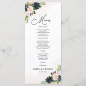ネイビー&赤面ピンク結婚フローラのセレモニー メニュー (正面)