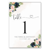 ネイビー&赤面ピンク結婚フローラのテーブル番号 テーブルナンバー (裏面)