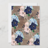 ネイビー&赤面フローラビンゴベビーシャワーゲーム 招待状 (裏面)