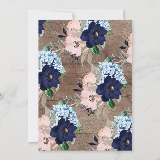 ネイビー&赤面フローラビンゴベビーシャワーゲーム 招待状 (裏面)