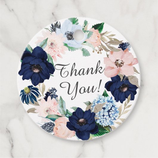 ネイビー&赤面フローラベビーシャワーお気に入りギフトラベル フェイバータグ (正面)