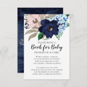 ネイビー&赤面フローラベビーシャワーベビー本 エンクロージャーカード (正面/裏面)