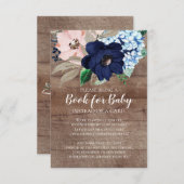 ネイビー&赤面フローラベビーシャワーベビー本 エンクロージャーカード (正面/裏面)