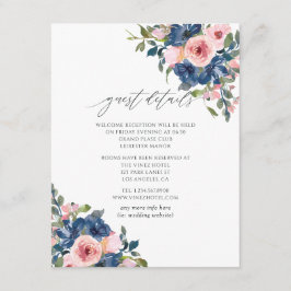 ネイビー&赤面フローラ結婚ズゲスト詳細 エンクロージャーカード