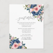 ネイビー&赤面フローラ結婚ズゲスト詳細 エンクロージャーカード (正面)