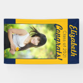 ネイビー&金ゴールドおめでとうワンフォト卒業パーティー 横断幕 (横)