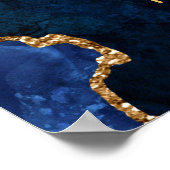 ネイビー&金ゴールドアガテ誕生日へようこそ ポスター (角)