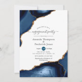 ネイビー&金ゴールドアゲート婚約パーティ招待状 招待状 (正面)