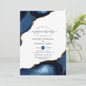 ネイビー&金ゴールドアゲート婚約パーティ招待状 招待状 (スタンド正面)