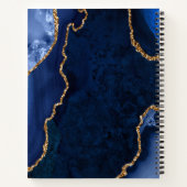 ネイビー&金ゴールドアゲート誕生日ゲストブック ノートブック (裏面)