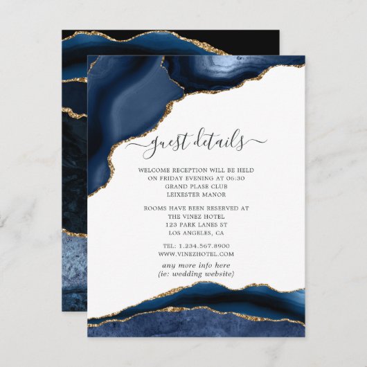 ネイビー&金ゴールドアゲ結婚テズゲスト詳細 エンクロージャーカード (正面/裏面)