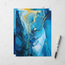 ネイビー&金ゴールドアルコールインク紙クラフトカードストック