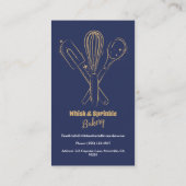 ネイビー&金ゴールドウィスクシェフケータリングベーカリービジネスC 名刺 (裏面)