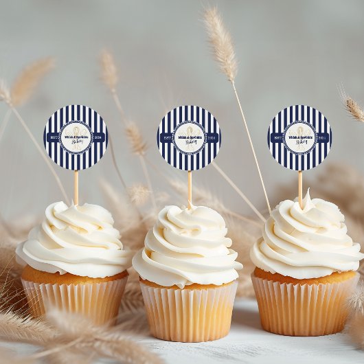 ネイビー&金ゴールドウィスクシェフケータリングベーカリーラベル ラウンドシール