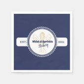 ネイビー&金ゴールドウィスクシェフケータリングベーカリー スタンダードカクテルナプキン (正面)