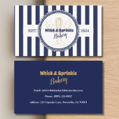 ネイビー&金ゴールドウィスクシェフケータリングベーカリー 名刺