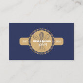 ネイビー&金ゴールドウィスクシェフケータリングベーカリー 名刺 (正面)
