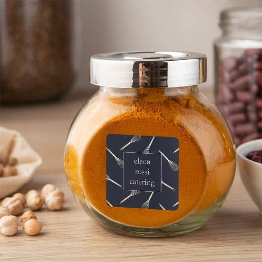 ネイビー&金ゴールドウィスクパターン | Chef Caterer Baker スクエアシール