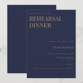ネイビー&金ゴールドエレガントリハフォーマルーサルディナーカード 招待状 (正面/裏面)