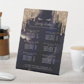 ネイビー&金ゴールドグラムグリッタードリップスアイドラッシュサービス 台座サイン