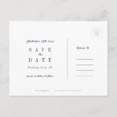 ネイビー&金ゴールドグリッターシンプル日付の保存 案内ポストカード (裏面)