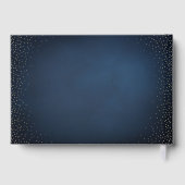 ネイビー&金ゴールドグリッター洗練モノグラム結婚ズ ゲストブック (裏面)