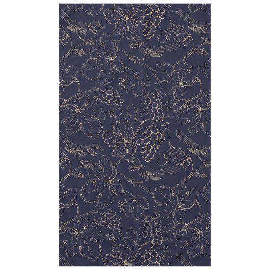 ネイビー&金ゴールドグレープベリー葉の テーブルクロス (正面)