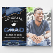 ネイビー&金ゴールドゲートおめでとう卒業 フォトプラーク (正面)