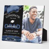 ネイビー&金ゴールドゲートおめでとう卒業 フォトプラーク (側面)