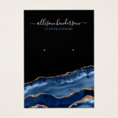 ネイビー&金ゴールドゲートGeodeイヤリングディスプレイカード (正面)