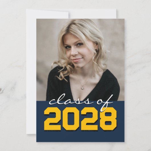 ネイビー&金ゴールドシャルボードフィルムストリップ卒業 招待状 (裏面)