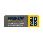 ネイビー&金ゴールドシャルボード卒業差出人住所 ラベル (正面)