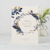 ネイビー&金ゴールドジュエルフェザー&リーフリース シーズンカード (スタンド正面)