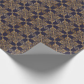 ネイビー&金ゴールドスクエアマナダラ ラッピングペーパー (角)