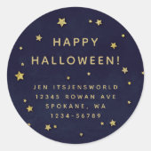 ネイビー+金ゴールドスターカスタム文字/アドレス ラウンドシール (正面)