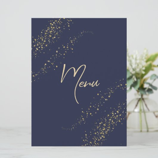 ネイビー&金ゴールドスターダスト結婚式レセプションメニュー メニュー (スタンド正面)