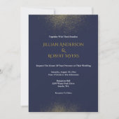 ネイビー&金ゴールドスターダスト結婚式招待状 招待状 (正面)