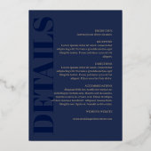 ネイビー&金ゴールドタイポグラフィ2イン結婚1秒 箔招待状 (裏面)