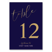 ネイビー&金ゴールドテーブル番号署名ビジネスイベント テーブルナンバー (正面)